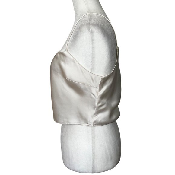 L'Academie Anor High Shine Satin Cami in Creme XLarge New Womens Tank Top - Picture 6 of 9